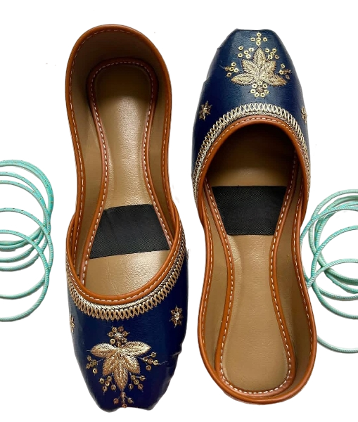 Meherbano | Midnight Navy Khussa with Golden Grace